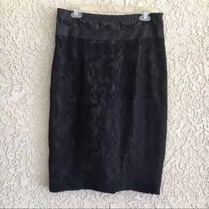 Black lace pencil skirt